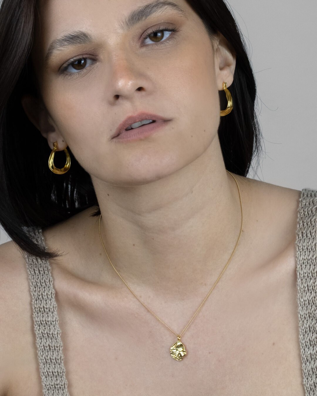Renaissance hoops earrings, Lalaif necklace, irregular classic earrings and necklace.
