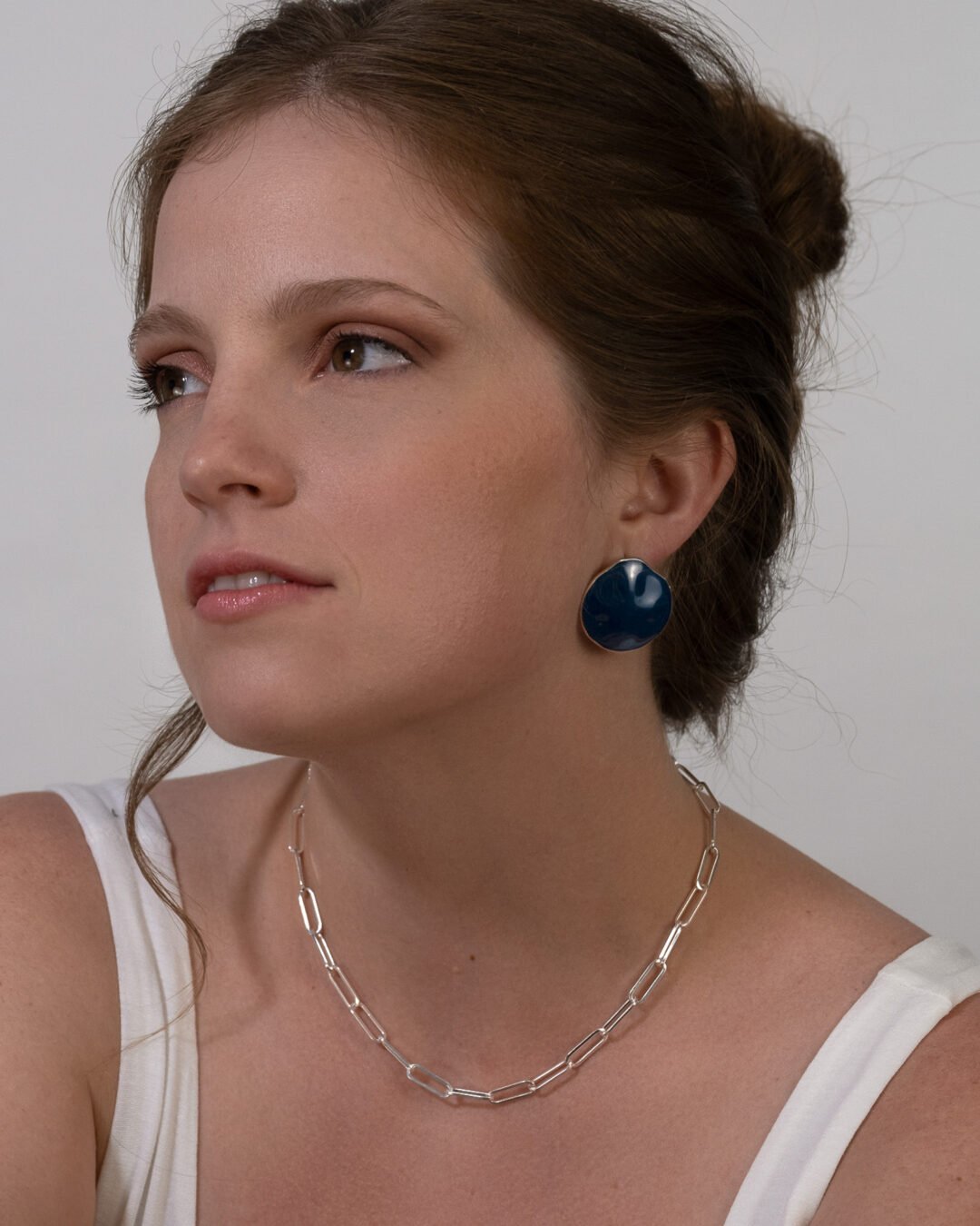 azul enamel studs and clip necklace silver