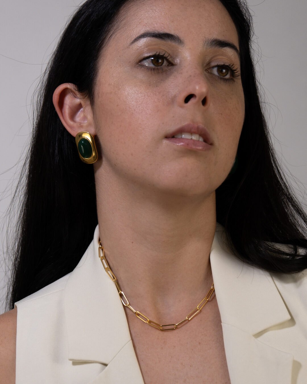 lucia studs and clip necklace gold